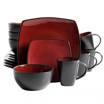 GIBSON ELITE Gibson Elite Soho Lounge Square 16-Piece Dinnerware Set, Red Model: 61220.16RM