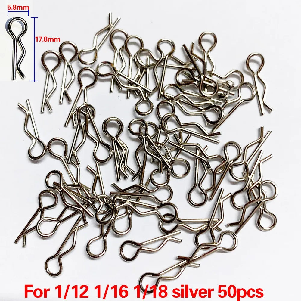 50 Pcs 1/8 1/10 1/16 Rc Car Body Shell R Clips Bodyshell Pin Suitable For Hsp Hpi Redcat Traxxas Trx4 Body Shell Buggy Truggy