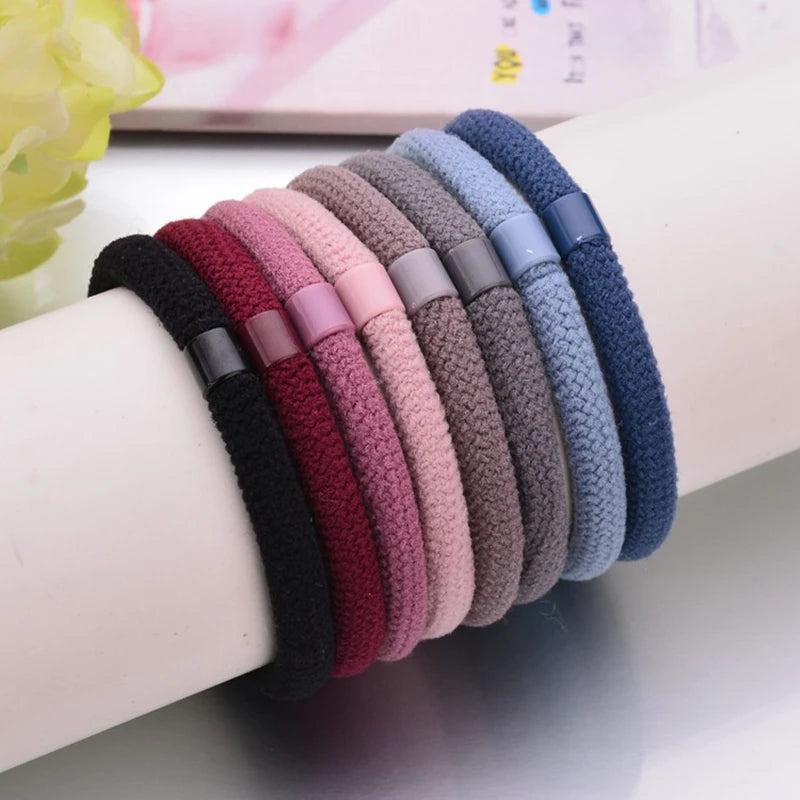 10 Pcs/Lot  Solid Color Black Hair Bands High Elastic Simplicity Hair Ties Ponytail Holder For Girls Women Hair Accessories