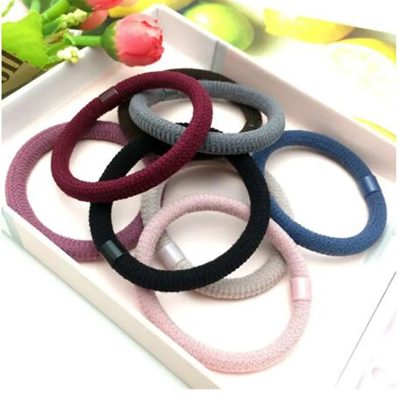 10 Pcs/Lot  Solid Color Black Hair Bands High Elastic Simplicity Hair Ties Ponytail Holder For Girls Women Hair Accessories