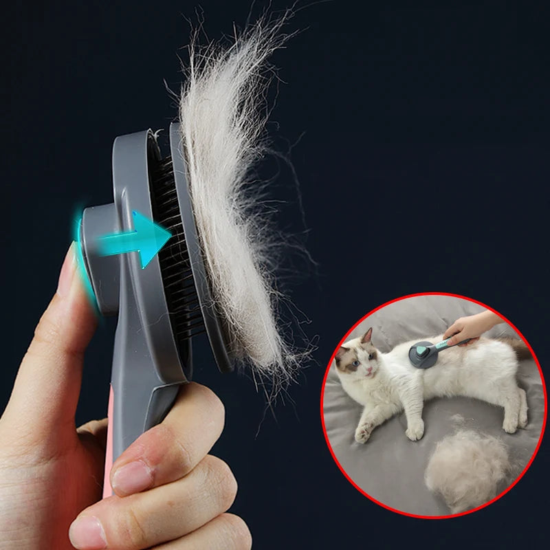 Cat Comb Brush For Cat Dog Grooming Hair Cleaner Supplies Self Cleaning Cat Brush