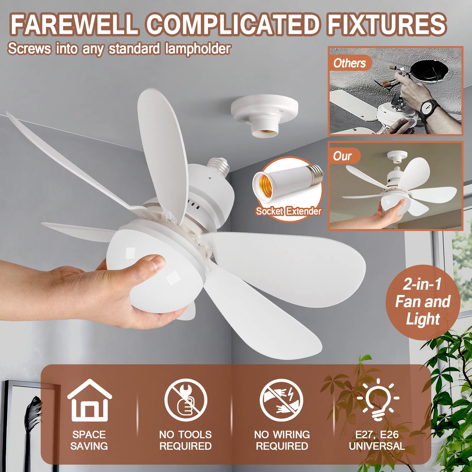 LED 30W ceiling fan light LED  fan ceiling light with remote dimming function suitable for living room  study  and home use