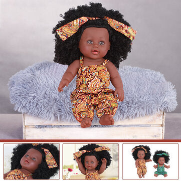 30CM 12 Inch Cute Soft Silicone Lifelike Realistic Arms Legs Moveable Reborn African Baby Doll