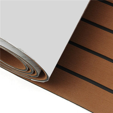 2400x600x6mm EVA Foam Brown With Black Line Boat Flooring Faux Teak Sheet Pad