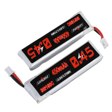 5Pcs URUAV 3.8V 450mAh 80C/160C 1S Lipo Battery PH2.0 Plug