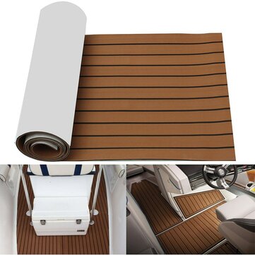 2400x600x6mm EVA Foam Brown With Black Line Boat Flooring Faux Teak Sheet Pad