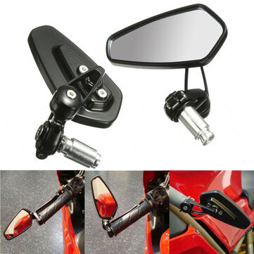 2Pcs 7/8 Inch 22mm Motorcycle Handle Bar End Rearview Side Mirrors Aluminum Universal