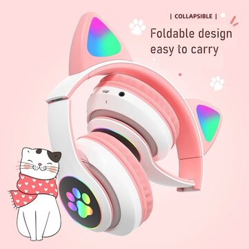 Bakeey STN-28 Over-Ear Gaming bluetooth 5.0 Headset Glowing Cat Ear Headphons