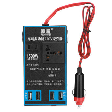 1500W Solar Power Inverter 12V/24V DC to 220V AC Converter 4X USB Car Inverter