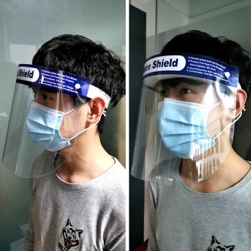 ZANLURE 10Pcs Transparent Adjustable Full Face Shield Plastic Anti-fog Anti-spit Protective Mask