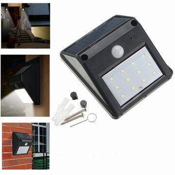 12 LED Solar Powered PIR Motion Sensor Light Outdoor Garden Security Wall Light